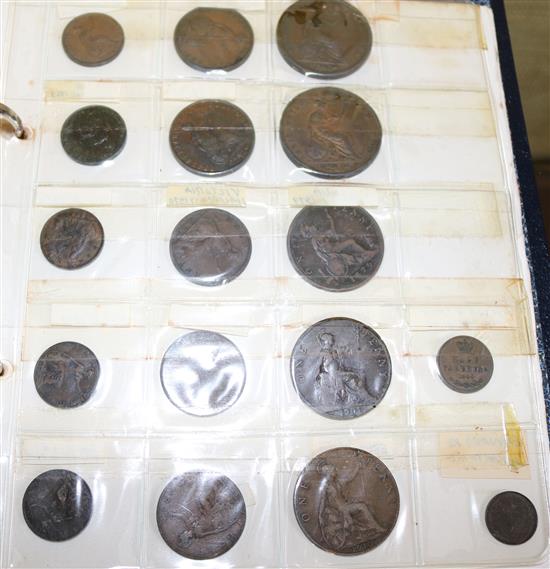 GB copper coins Wm & Mary to QEII, inc 1694 error halfpenny (unbarred As), GIII cartwheel, fair 1831 & 1854 pennies, etc